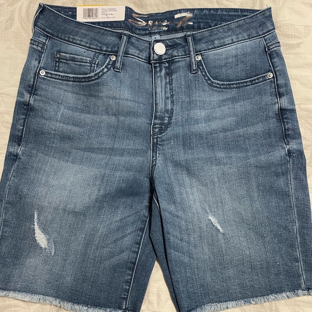 High Waisted Jean Shorts. Long length